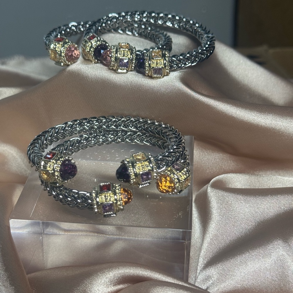 Silver and Gold Braided Charm Bracelets